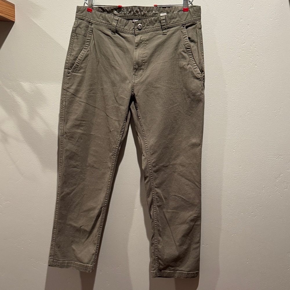 Eddie Bauer Classic Fit Men's Olive Green Canvas Utility Pants Specially Dyed